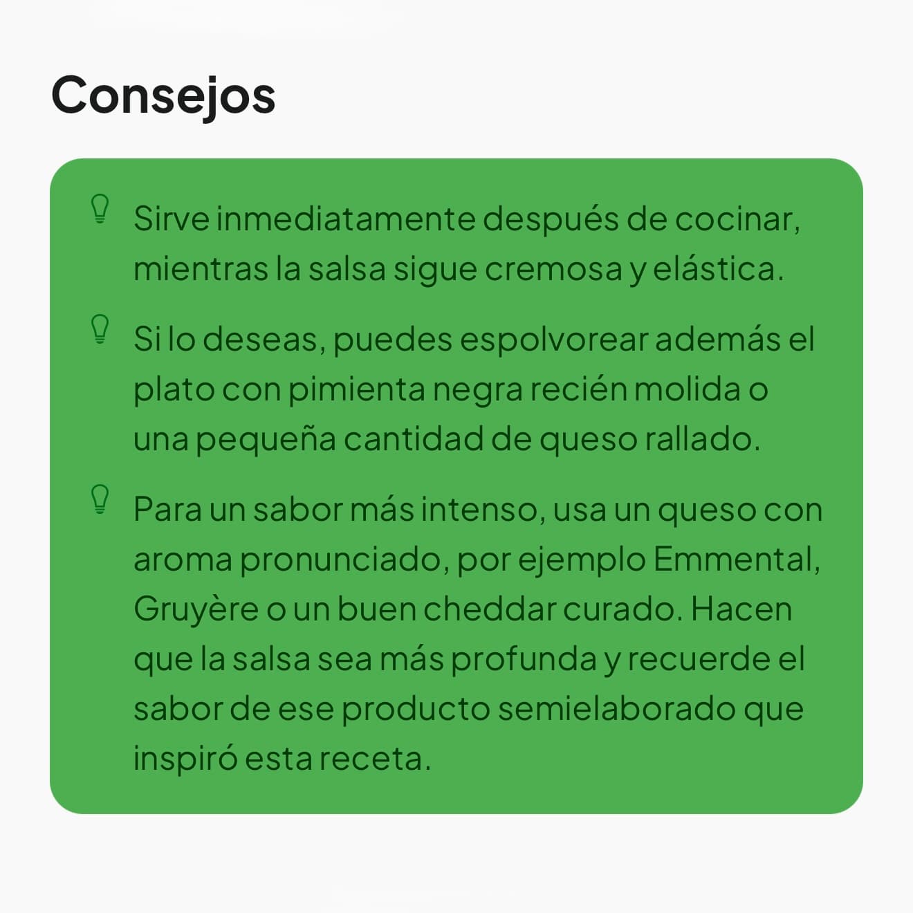Secciones y consejos